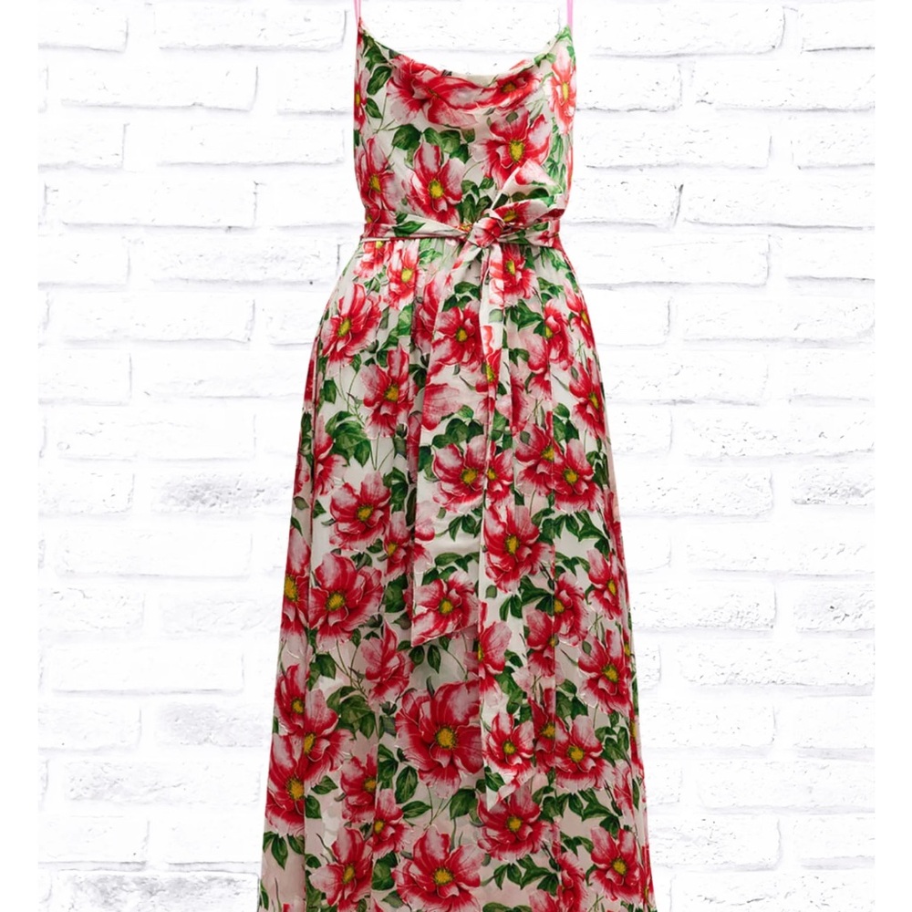 Alice + Olivia Pink and Green Floral Maxi Dress